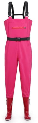 BLUEZY Watthosen Damen Wasserdicht Wathose Für Frauen Wathose Mit Stiefeln Wasserdichte Atmungsaktive Crosswater Trägerhose, Anglerhose Wasserdicht Mit Stiefel Für Angeln, Bauernhöfe E,40