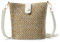 Syrads Sac à bandoulière en paille pour femmes Sac à bandoulière en paille d’été Sac de plage Sac à bandoulière Hobos sac de vacances,Marron