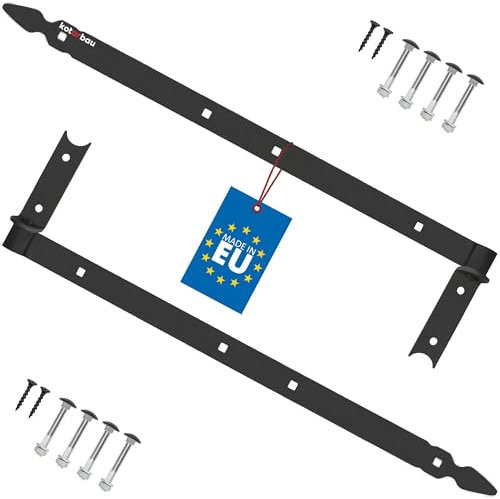 KOTARBAU® Charnière à Congé de 600 mm Noire x2 en Acier | Charniere Porte Lourde | Penture | Charniere Portail | Charnière Porte Lourde, | Penture Volet Bois | Charnieres | Charniere Noir | Charnières