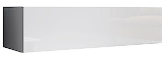 MB Muebles Bonitos, Meuble TV Mural Aitana M1 pour Salon Moderne, Meuble Modulaire Suspendu au Mur, Porte en PVC Haut Brillant, Structure en Mélamine Mate, Couleur Blanc, 120x30x40 cm