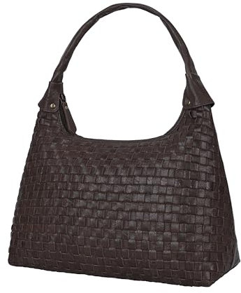 ANTONIO VALERIA Allison Geflochtene Leder-Tragetasche für Damen, Geflochtenes Braun, Medium