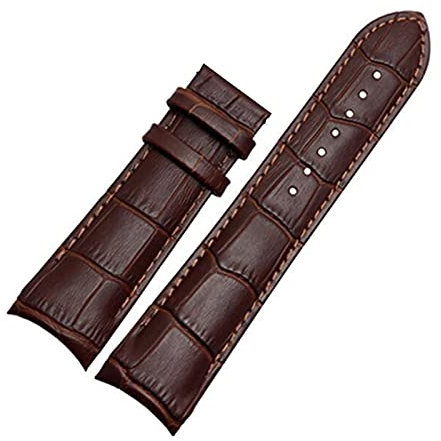 JUANZD Gebogenes Ende Lederarmband 22mm 23mm 24mm Kompatibel mit Tissot Couturier T035 Uhrenband Stahlschnalle Strap Armband Armband Braun(No buckle brown,23mm)