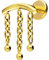 PIERCINGLINE Titan Labret mit Push Fit BOGEN + 3 KETTEN Piercing Ohr Hidden Helix Goldfarben 1 x 7 mm