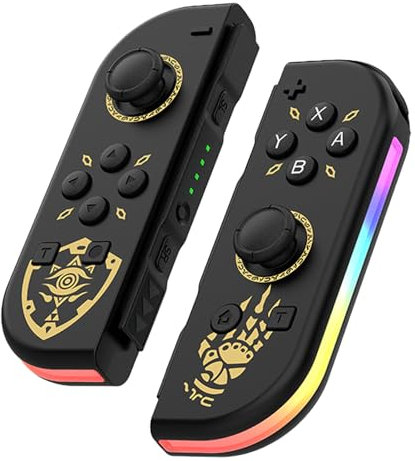 RCCBOOST Wireless Controller für Switch, Controller Links & Rechts für Switch mit schillerndem RGB Lichteffekt, Wake Up Funktion, TURBO, Sechs Achsen Gyroskop, Dual Vibration, 600mah Batterie