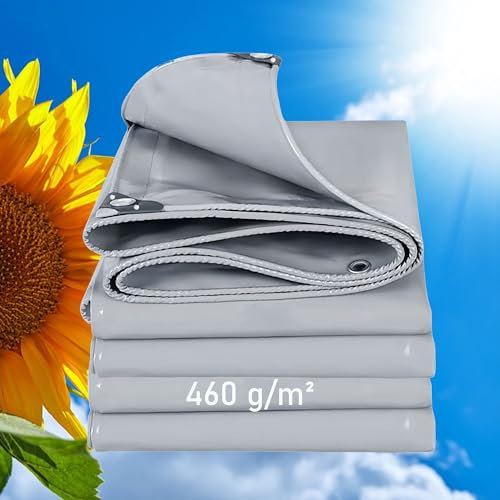 LDQBF Toile Pergola,6x10m 460g/m² PVC bache Multi-usages pour Le Camping et la Protection Contre la Pluie,la Neige et Le Soleil Gris