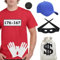 iZoeL Panzerknacker Kostüm Damen Herren, Panzerknacker Mütze + Handschuhe + Geldsack + Nase + Sticken Aufkleber（176-167）+ Mask Karneval Kostüm Accessorie,karneval Fasching kostüm Damen Herren