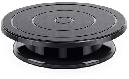 Piatto girevole nero da decorare, versatile disco rotante per pittura a spruzzo in ceramica, progetti artistici torta RFl444 (nero, 27,5 x 27,5 x 7 cm)