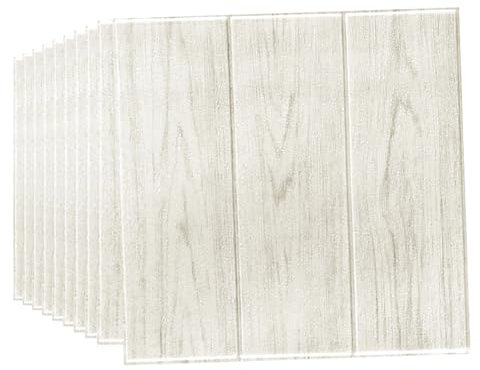 Beswitory 3D Panels Wallpaper Wall Stickers - Self-Adhesive and Waterproof Foam Panels, Easy to Install Peel and Stick Design for Home Decor, White Oak, 30-Pack 35x35cm