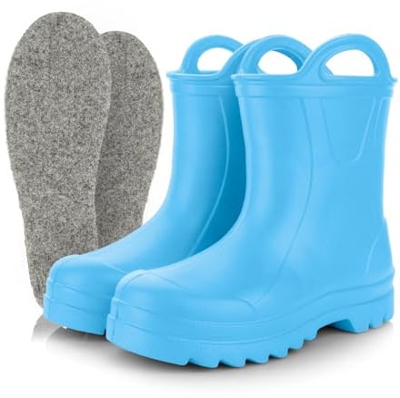3Kamido GoSplash Stivali di gomma per bambini - molto comodi in materiale EVA leggera per bambini e bambine belli robusti impermeabili con maniglia per indossarli facilmente antiscivolo