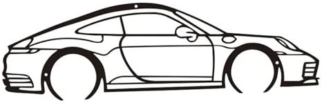 Blaucap Décoration murale de voiture Silhouette Porsche 911 - Art mural - Art mural - Décoration murale - Sport automobile - Décoration murale en métal