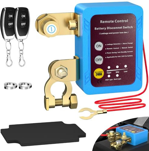 Sehawei Coupe Circuit Batterie 12V 240A, Coupe Circuit Voiture avec 2 Télécommandes, Interrupteur D'arrêt Automatique pour Voiture, RV, ATV, Camion,Moto Bateau.