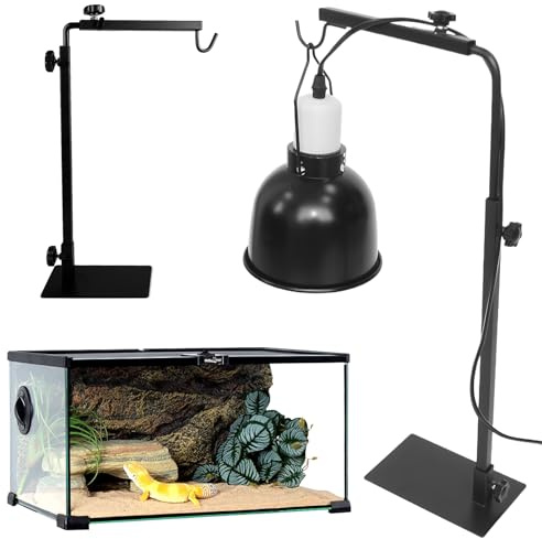 PORFOYO Reptilien-Lampenständer, Reptilienlampenständer Für Habitatkäfig, Reptilien Wärmelampenständer, Landelampenständerhalterung Geeignet Verstellbar Höhe 40-64cm Breite 22-30cm