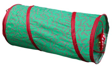 Zusammenklappbarer Katzenfeder-Tunnelschlauch, Weihnachtsbaum-Tunnel, Spielzeug mit Stangen, 50,8 cm