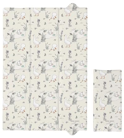 Travel Changing Mat by Mama Shack - Foldable Baby Changing Mat - Lightweight & Waterproof - Ideal for On-The-Go Nappy Changes (Goose & The Ladybird)