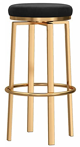 RiouPsithuric Moderne drehbare Barhocker aus Samt – 26/30 Zoll Thekenhöhe, gepolsterte Stühle für Küche und Esszimmer, stilvolle Sitzinsel (Schwarz, 65 cm)