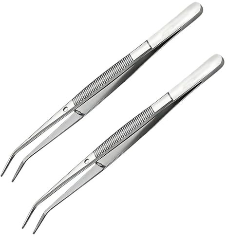Pinzas de Codo de Acero Inoxidable, 2 Pcs Máquina de Coser Pinzas, con Puntas Dentadas de Precisión, Antideslizantes Multiusos