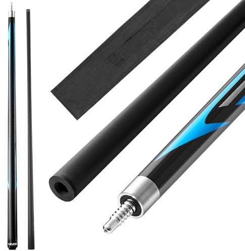 VEVOR Taco de Billar con Salto y Quiebre, 1 Pieza, 1473,2 mm/554 g, Fabricado en Fibra de Carbono y Arce, con Diseño de Dos Niveles, Ideal para Bares, Hogares, Oficinas y Principiantes, Negro