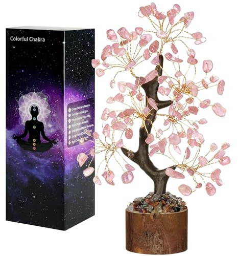Vicloon Arbre en Cristal Rose, Naturelle Arbre, Arbre de Vie, Pierres Thérapeutiques Cristal Arbre, Feng Shui Tree, Représente l'introspection, La Prospérité, Le Calme et l'équilibre, Home Decor