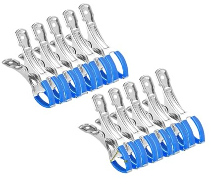 Oxxggkao 10Pcs Heavy Duty Swimming Pools Windproof Clip Stainless Steel Hanger Spring Clamps Fasteners with Handle Swimming Pools Cover Clip
