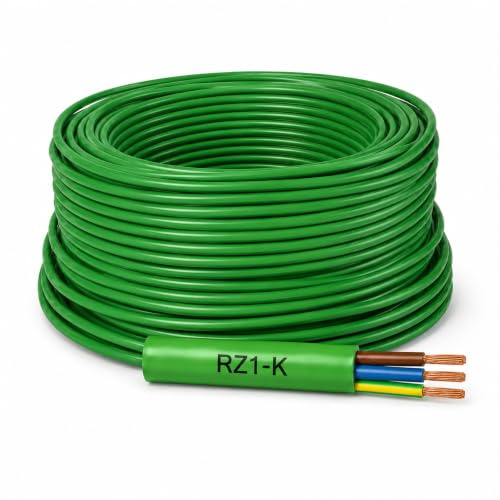 WEBMATEL Cable RZ1-K 3x2.5mm ² (AS) 0.6/1kV 25m - Manguera RZ1-K Libre de Halógenos Verde - Instalación Eléctrica Interior Exterior