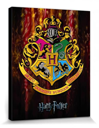 Harry Potter 1art1 Poster Das Wappen Von Hogwarts Bilder Leinwand-Bild Auf Keilrahmen | XXL-Wandbild Poster Kunstdruck Als Leinwandbild 50x40 cm