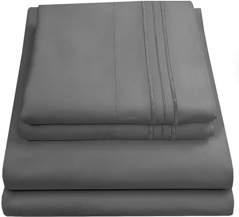 Sweet Home Collection, Fadenzahl 2052, weiche ägyptische Qualität, gebürstete Mikrofaser Laken – Luxus-Bettwäsche-Set mit Bettlaken, Spannbettlaken, 2 Kissenbezügen, Grau, King