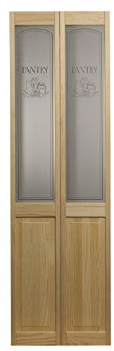 Pinecroft 864720 Pantry Half Glass Bifold Interior Wood Door, 24 x 80, Unfinished