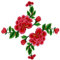 (Pack of 2)Double Layers Peony Flowers on Vine Embroidered Appliques Sew or Iron on Patches-Red
