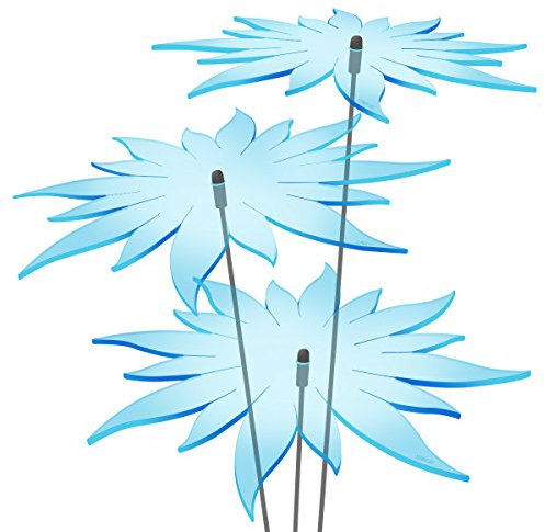 SUNPLAY Sonnenfänger - Sonnenblumen Set - 3X Blau - Ø 20 cm Durchmesser + Schwingstäbe