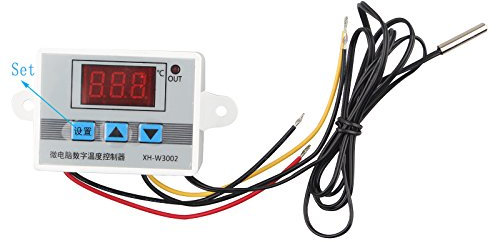 HALJIA XH-W3002 DC 12V Digital Temperature Controller XH W3002 Thermostat with Waterproof Probe 1M Heating or Cooling 0.1 ℃ Accuracy