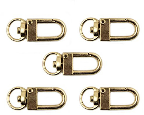 HAND® No.114 Goldton Metallhaken Snap Verschluss und drehbaren Ring für Schlüsselanhänger - 5er Pack