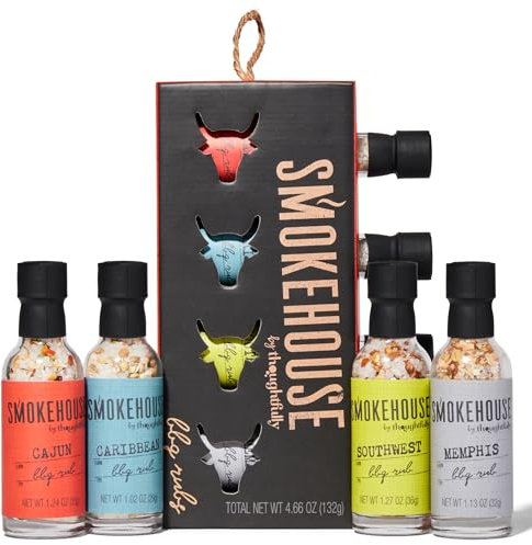 Smokehouse by Thoughtfully, Gourmet Ultimate Grilling Spice Set, Grill Seasonings and Rubs Gift Set, Flavors Include Chili Garlic, Italian Seasoning, Cayenne Spice Rub and More (4 Pack)
