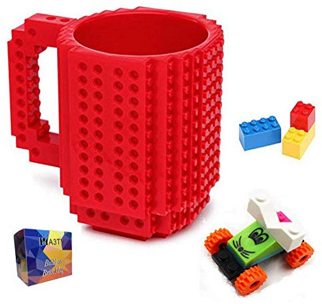 Tazza Mattoncini di Construire, Regalo Della Novità Creativo Fai da te Blocchi di Plastica Caffè Della Tazza del Mattone (Rosso)