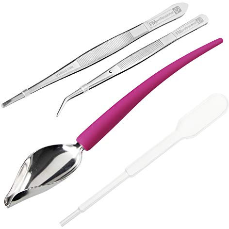 FMprofessional Deko-Set, Dekorieren und Verzieren von Leckereien, Deko-Löffel mit Anti-Rutsch-Griff, Pipetten zur präzisen Verarbeitung, für Soße, Schokolade, Fruchtpüree (Menge: 1 x 28er Set)