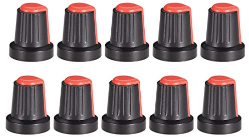 sourcing map 10Pcs 6mm Shaft Hole Knob for Speaker Effect Pedal Amplifier Potentiometer Knob Red Mark 17mm Height