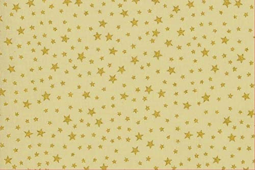 Fabrics-City WOLLWEIß/Gold Weihnachten Baumwollstoff Sterne Bedruckt Baumwolle Stoff Stoffe, 5018 (Wollweiß/Gold)