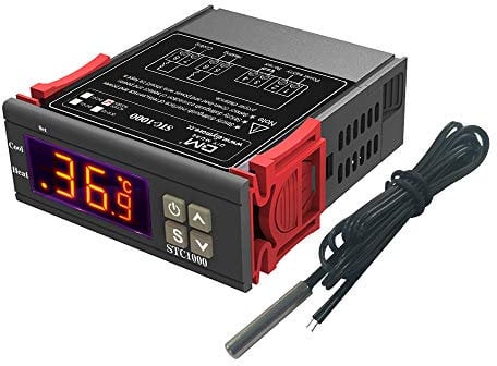 Controlador de Temperatura AC 110V-220V, termostato Digital Multiusos STC-1000 con sonda de Sensor de Temperatura, Pantalla centígrada y Fahrenheit, Calor/frío