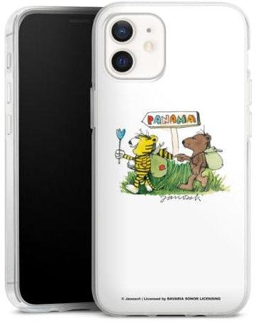 Silikon Hülle kompatibel mit Apple iPhone 12 mini Case transparent Handyhülle Kinder Janosch Tigerente