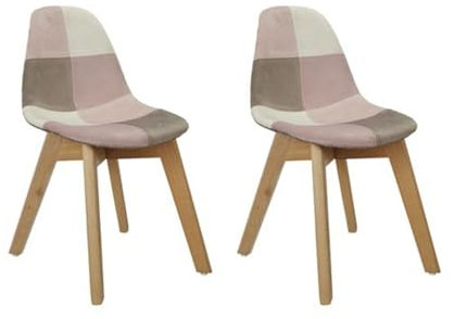HOME DECO KIDS, HD6746, Lot de 2 Chaises, Modèle Léonie, Patchwork Enfant Design Scandinave, Confort Optimal, Bi-Matière, Idéale pour Jouer et Lire, Dimensions Pratiques 39x57,8x31 cm, Couleur Rose