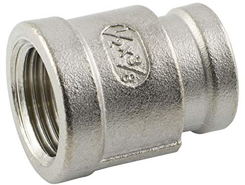 Raccordi – Manicotto di riduzione in acciaio inox – Manicotto di riduzione rotondo (materiale: acciaio inossidabile – Dimensione filettatura: Rp 2 x Rp 1)