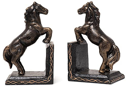 Moritz Lot de 2 serre-livres design en fonte Motif cheval 8 x 9 x 15 cm