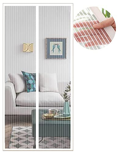 Magnétique Moustiquaire pour Porte, 145x190 cm Rideau de Porte Antimoustique, Blanc Moustiquaire Mailles ultra fines pour Couloirs, Portes, Patio, Fermeture Automatique