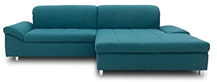 DOMO. collection Ecksofa Mika, Sofa mit Schlaffunktion und Bettkasten in L-Form, Schlafsofa mit Rücken- und Armlehnfunktion, Polsterecke 260 x 178 x 80 cm (BxTxH), türkis