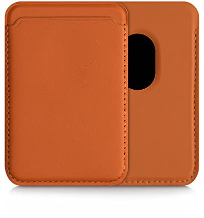 kwmobile Kartenhalter kompatibel mit Apple iPhone 15/14 / 13/12 Serie - Kartenfach Halter magnetisch - Handy Kartenetui kompatibel mit MagSafe - Orange