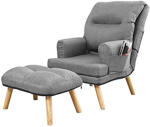 Grekpol Liegesessel Nemo mit Fußhocker, Rückenlehne 5-stufig einstellbar, seitliche Fächer, Sessel B50 x H96 x T65/135 cm, Hocker B63 x H22/37 x T42 cm, hellgrausilver