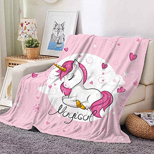 Einhorn kuscheldecke,pinkes einhorn Kuscheldecken,Sanft Flanell Weich Fleecedecke für Mädchen,kinder kuscheldecke,mikrofaser Couchdecke,einhorn decke geschenke (130 x 150 cm, Rosa Liebes-Einhorn)