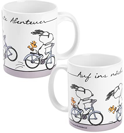 The Peanuts Tasse Snoopy - Auf ins nächste Abenteuer! Kaffeetasse Becher Kaffeebecher aus Keramik Weiß 320 ml