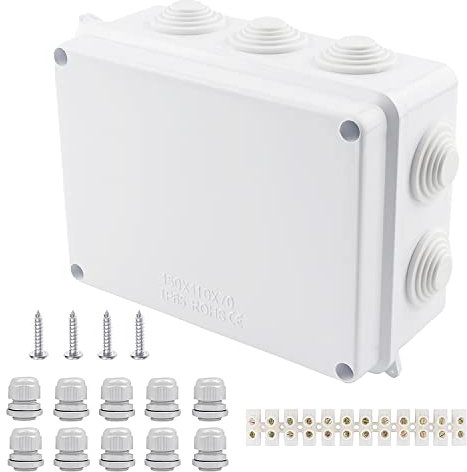 Elezenioc Abzweigdose Wasserdicht IP65 Aufputz Abzweigkasten, M25 Verteilerdose, Großer ABS-Elektrokasten Kabelanschluss im Freien, Externer Elektroanschlusskasten, Weiß(150x110x70mm)