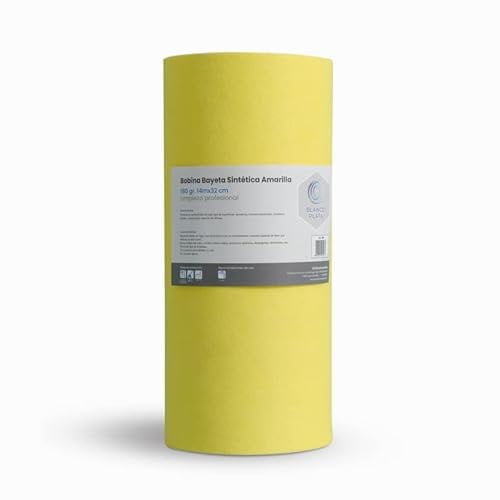 BLANCO PLATA Blancoplata - Rollo Bayeta Precortada Multiusos Color Amarillo.Resistente y Absorbente- 32cm Ancho 14 m Largo 180GR