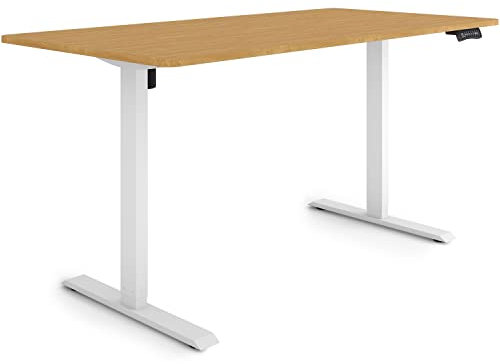 ESMART Germany ETX-121WBA 160x80cm Bambus Dekor Ergonomischer Steh-Sitz-Schreibtisch Stufenlos elektrisch höhenverstellbar 73,5-123,5cm 3x Memory Aktivitätserinnerung Soft-Start/Stopp Schnelle Montage